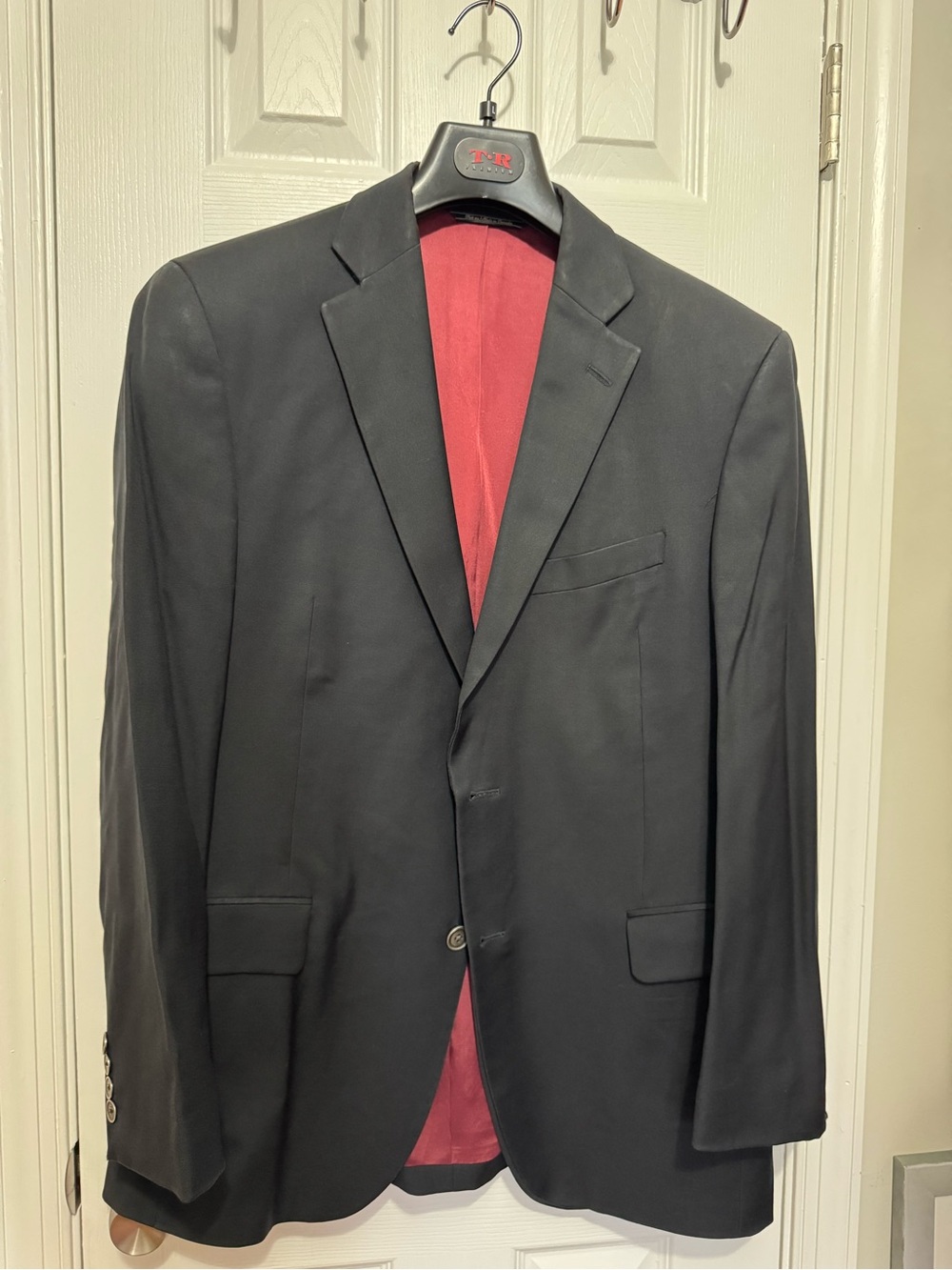 Men's Black Sport Coat with Red Lining
